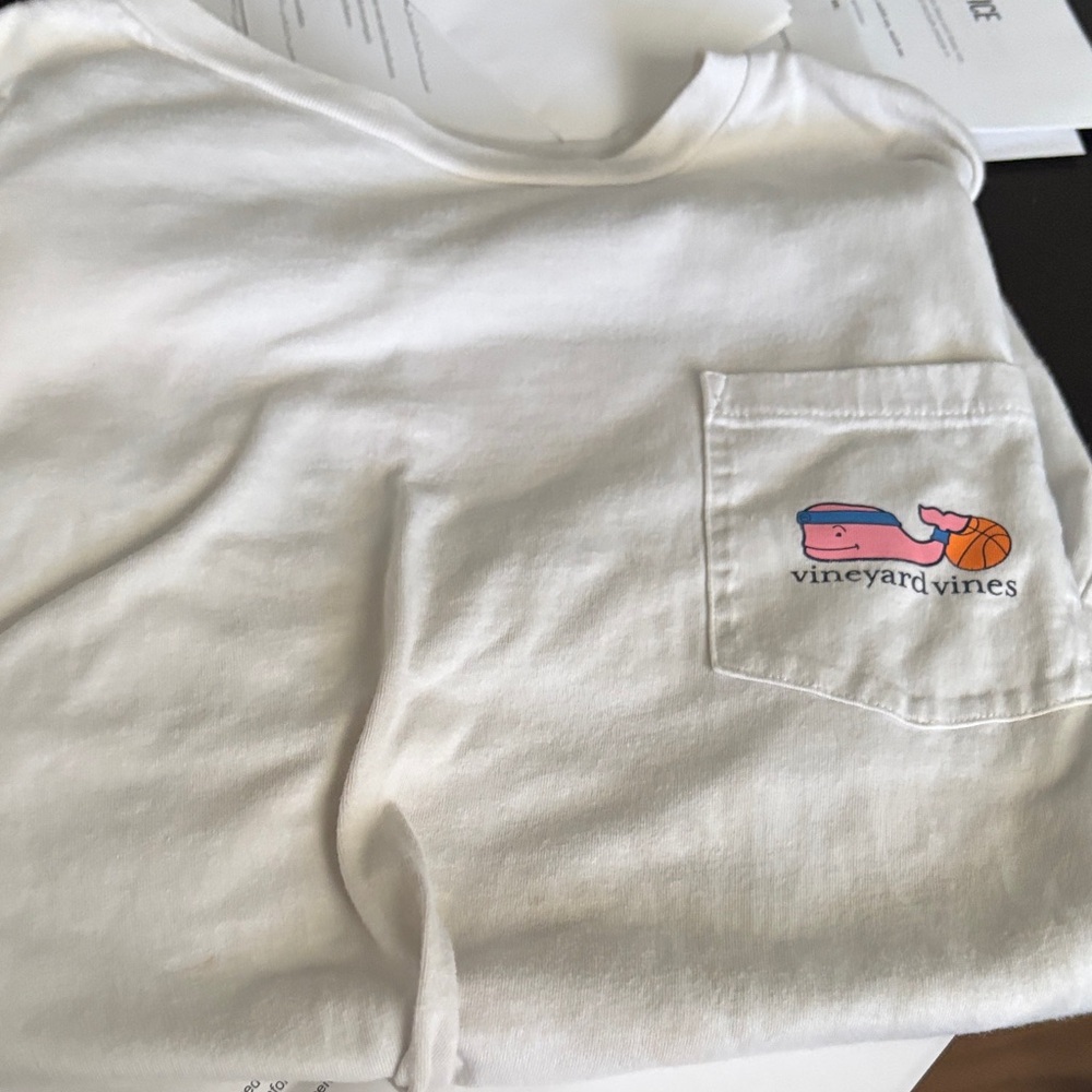 Vineyard Vines White Tee with Logo Pocket